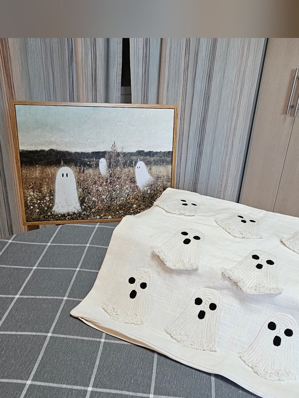 Spooky Ghost Framed Art Canvas & Pillow Cover